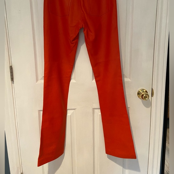 NWT Ralph Lauren Bright Orange Leather Pants - Picture 2 of 12